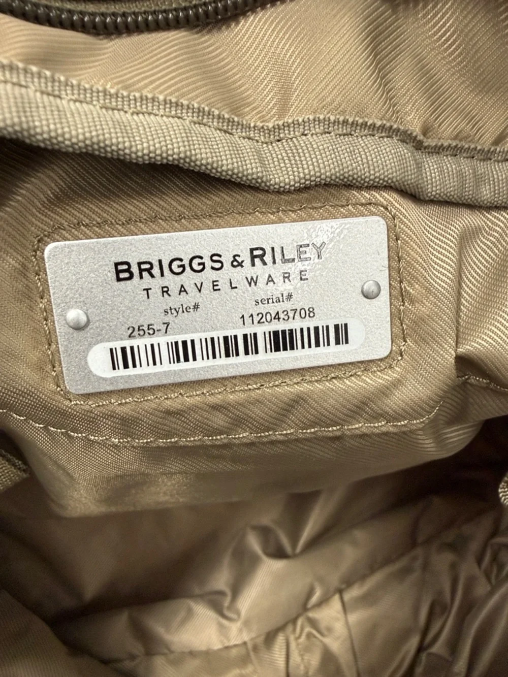 Briggs & Riley Travelware Large Shopping Tote Bag Olive Green Tan 255-7